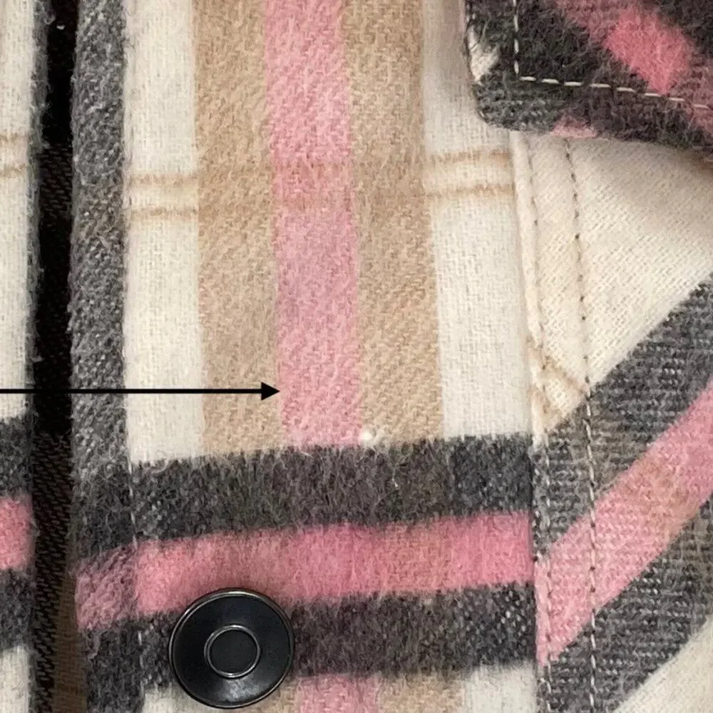 Zara Pink, Beige Plaid Check Overshirt Jacket / Shacket, Oversized 90s Grunge, S